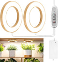 LORDEM 6.3" Bamboo Ceiling Grow Light for Indoor Plants, 144 LEDs Full Spectrum Grow Lamp, Under Cabinet Plant Light with 4/8/12H Auto Timer, 3 Switch Modes, 4 Dimmable Brightness Levels, Dual Head
