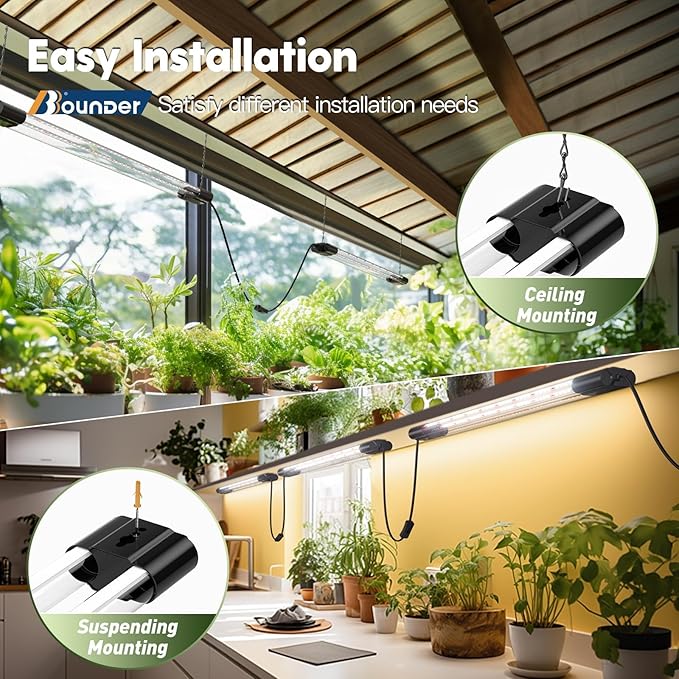 BBOUNDER 1 Pack 2ft LED Grow Light, Sunlike Full Spectrum Integrated Plant Light for Hydroponic Indoor Plant Seedling Veg and Flower, Plug in Plant Light with On/Off Switch