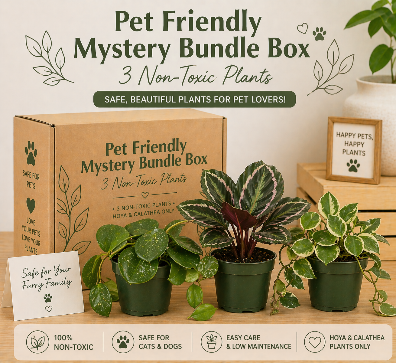 Pet Friendly Mystery Bundle Box - 3 Non-Toxic Plants